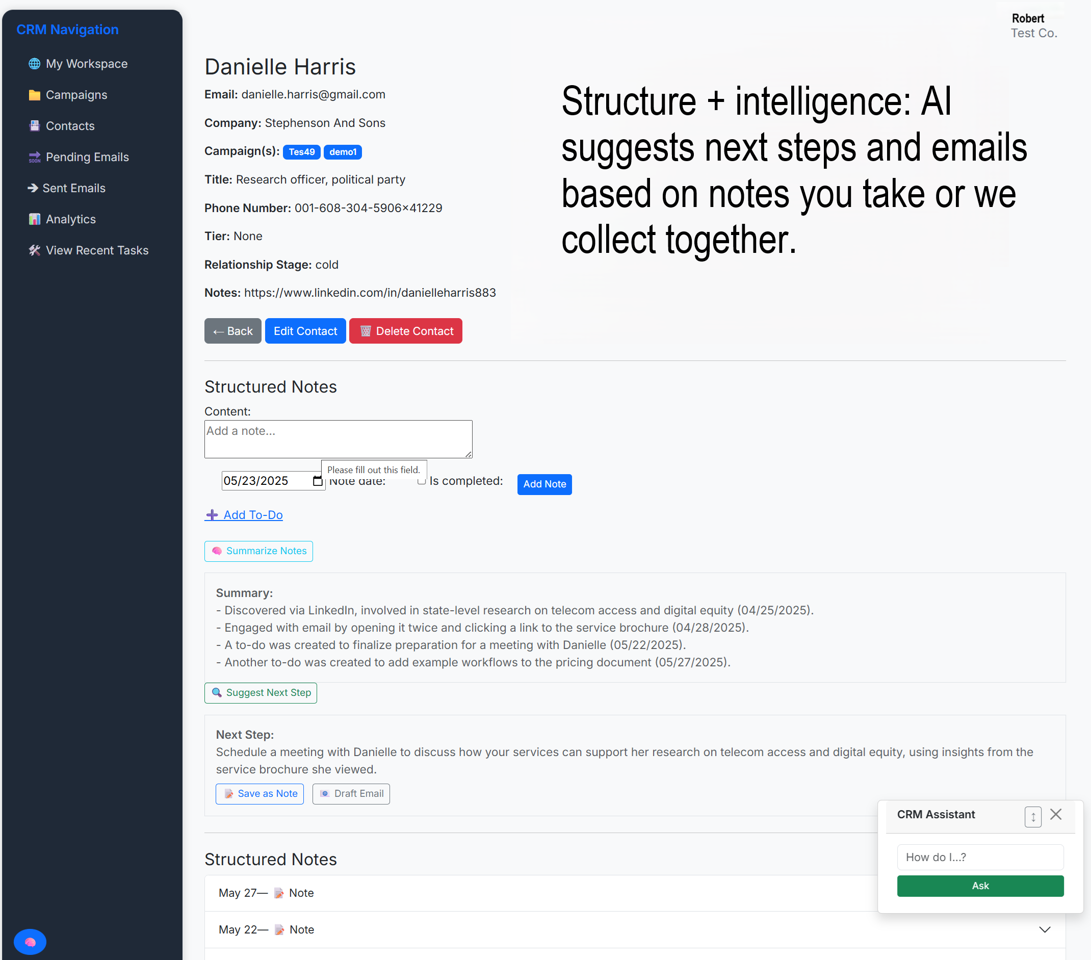 AI Contact Detail View